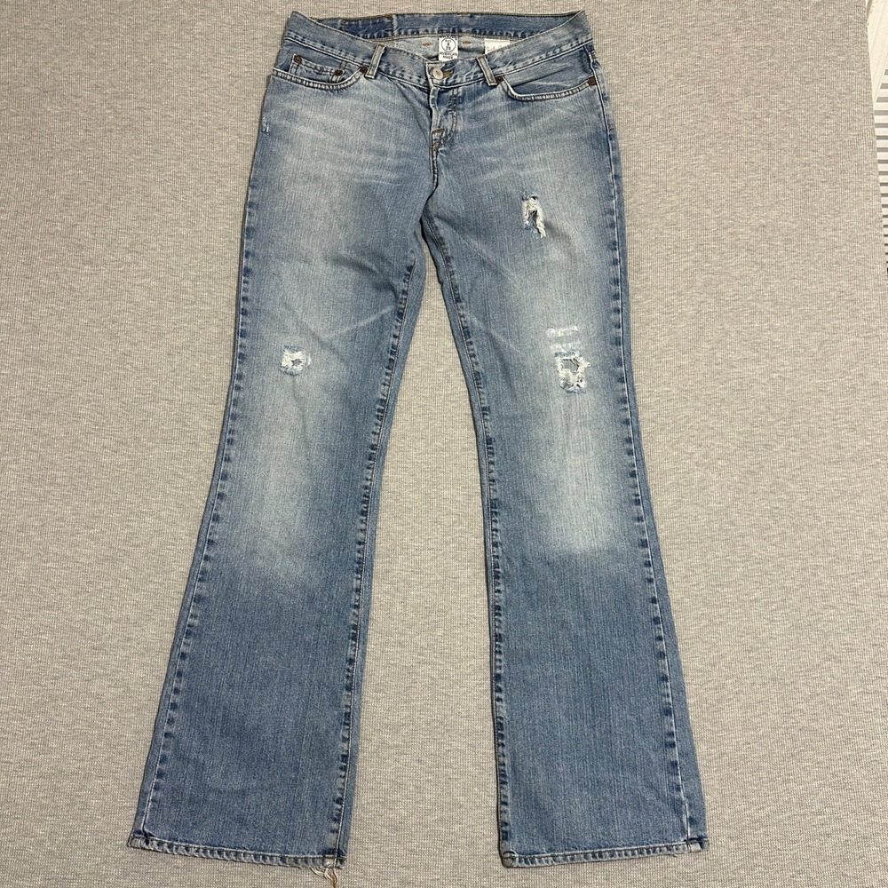 Lucky Brand Dreamscape Dungarees Jeans Light Wash Distressed Bootcut Womens 8 29